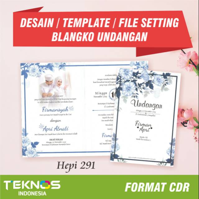 Jual TEMPLATE UNDANGAN BLANGKO HEPI 291 - DESAIN UNDANGAN PERNIKAHAN