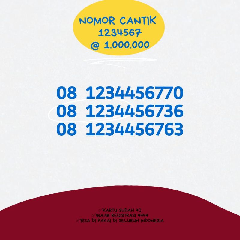 Jual Nomer Cantik Telkomsel Urut 1234567 | Shopee Indonesia