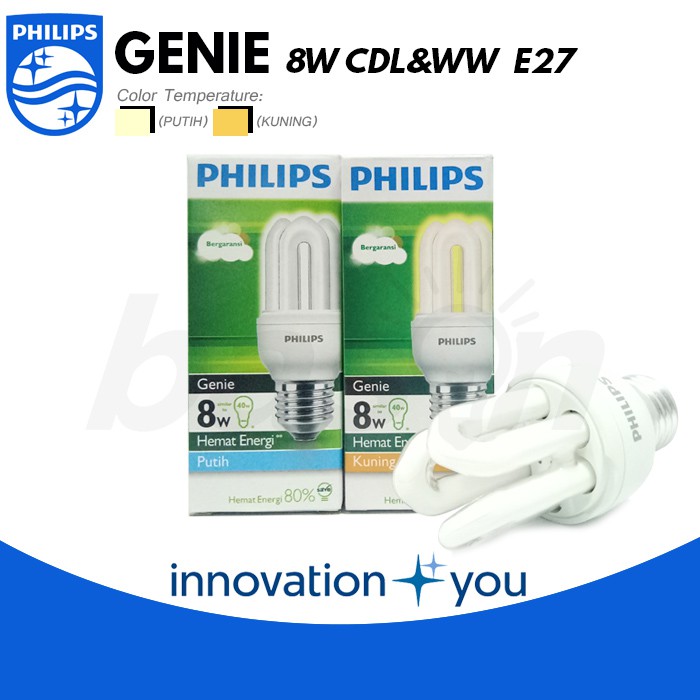 Jual PHILIPS Essential Genie 8W E27 Lampu Hemat Energi Cahaya 
