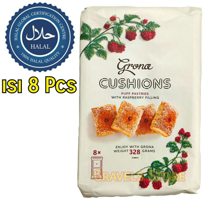 Jual [Logo HALAL] Grona Cushions Raspberry Puff Pasteries - Kue Kering ...