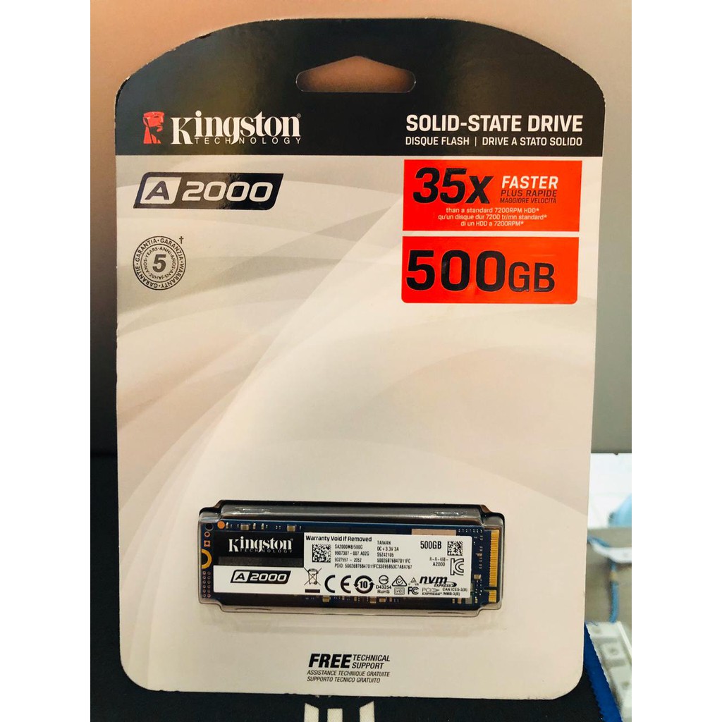 内蔵型SSD Kingston A2000 500GB SSD Kingston 500GB A2000 M2 NVMe PCI Express (SA2000M8/500G