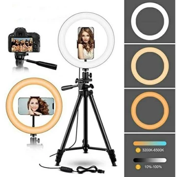 Ringlight Set Lengkap Besar 26Cm 30Cm Tripod 2Meter Ring Light 10 Lampu Selfie Video Vlogger