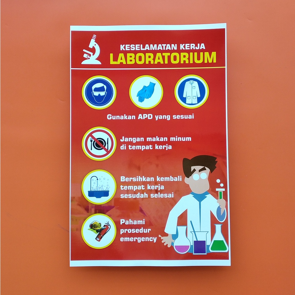 Jual Poster Edukasi Keselamatan Kerja Laboratorium Merah Poster K3 Poster Keselamatan 