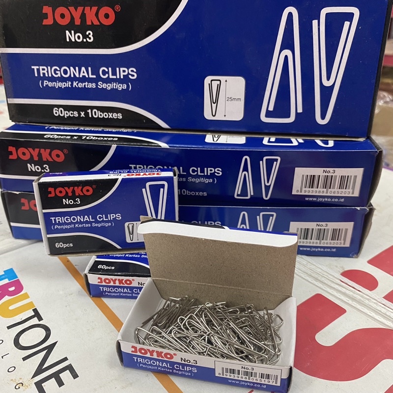 Jual Trigonal clip no 3 Joyko / paper clip joyko (1pak isi 60pcs ...