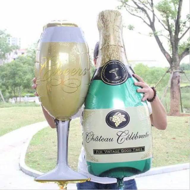 Jual Windblown Balon Botol Champagne Balon Gelas Cheers Wine Jumbo Size Shopee Indonesia 2721