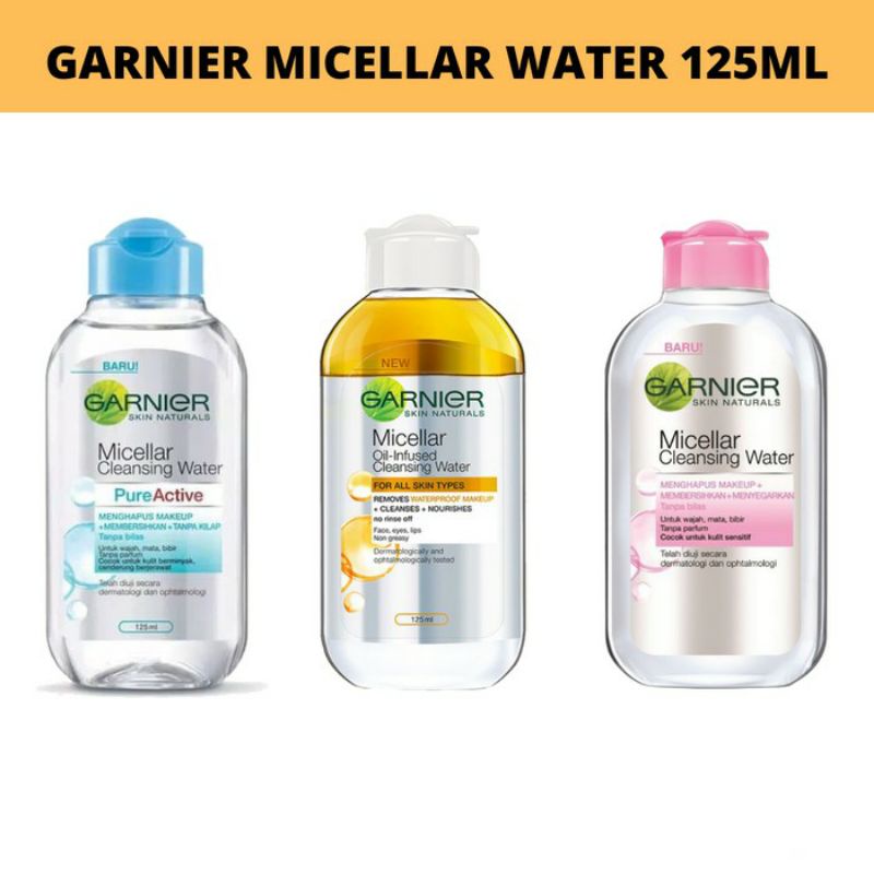 Jual Garnier Micellar Water 125ml / Biru Kuning Pink Biphase Oil 125 ml ...