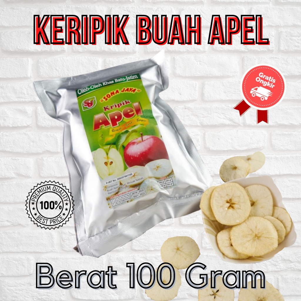 Jual Kripik Keripik Buah Apel Khas Malang Batu 100 Gram Premium