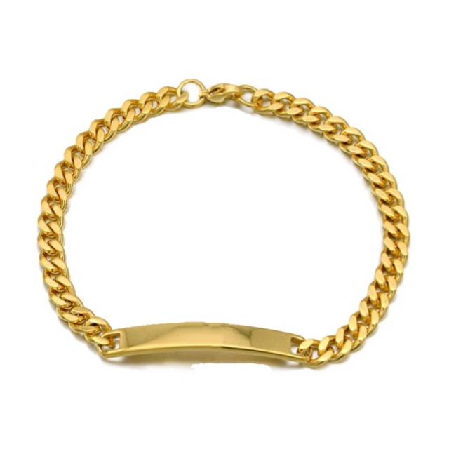 Jual Gelang Titanium Rantai Gold Pria Wanita Model Plat Datar Gold Anti Karat Selamanya Shopee