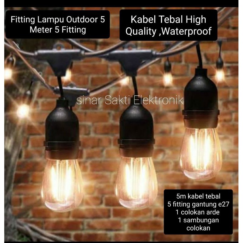 Jual Kabel Fitting Lampu Cafe Gantung Outdoor Taman Hias M Meter