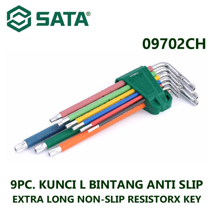 Jual KUNCI L BINTANG SATA 09702CH - 9PC. ANTI SLIP EXTRA LONG RESISTORX ...