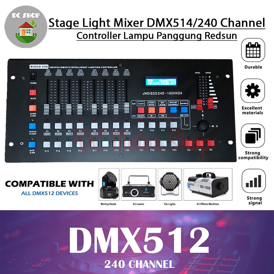 Jual Stage Light Mixer DMX 512 / Disco 240 DMX240 Controller Lampu