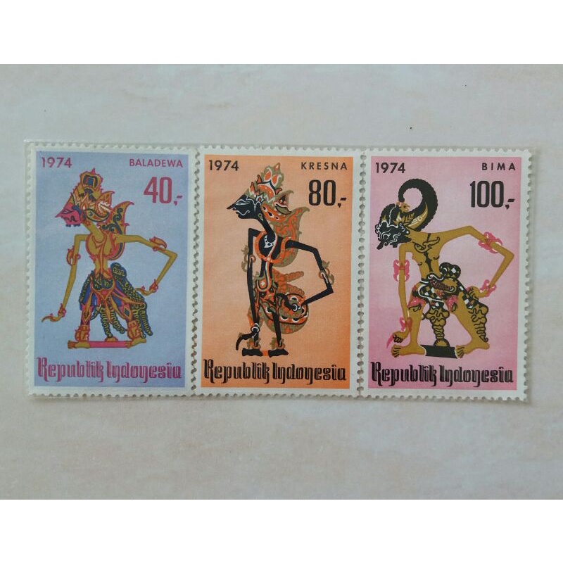 Jual Set Lengkap Perangko Wayang Tahun 1974 3pcs Mint Belum Terpakai