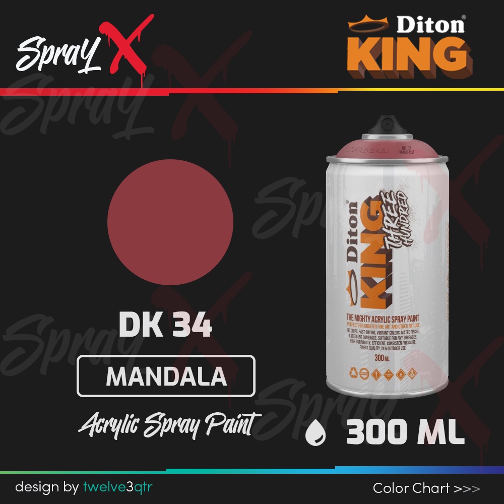 Jual DITON KING ACRYLIC MANDALA DK 34 / COKLAT KAYU DK34 300ML ...