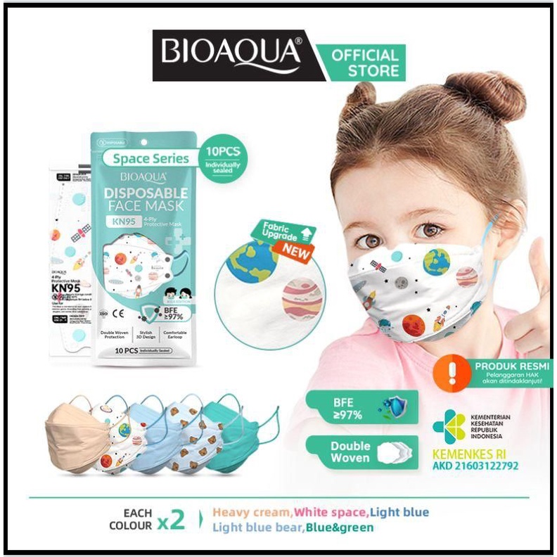 Jual Miisoo Bioaqua Disposable Mask EVO Anak Motif N95 KN95 BFE 95% ...