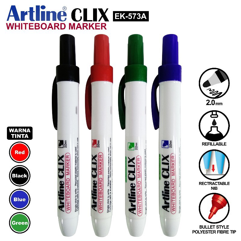 Jual [PCS] ARTLINE WHITEBOARD MARKER CLIX EK-573A SPIDOL RETRACTABLE ...