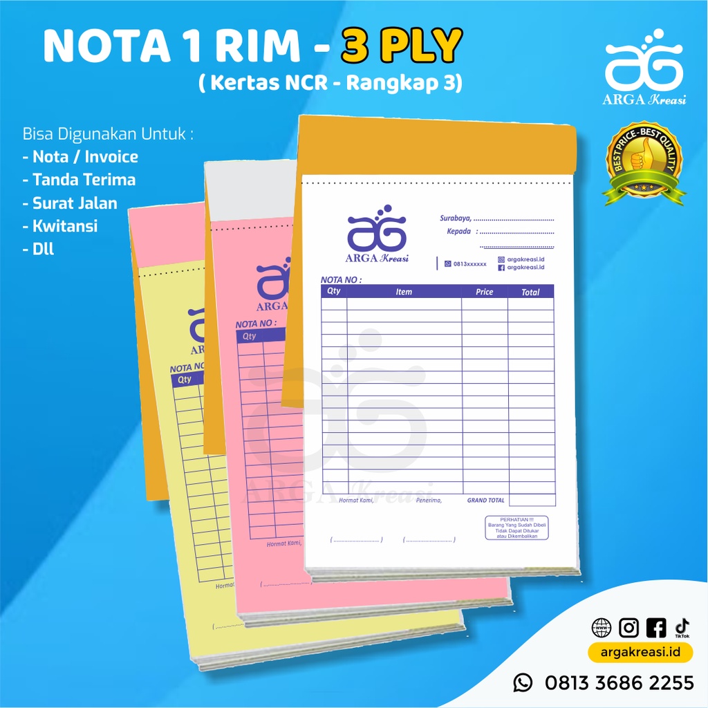 Jual Cetak Surat Jalan 3 Ply Custom 1 Rim Nota Rangkap 3 Tanda Terima