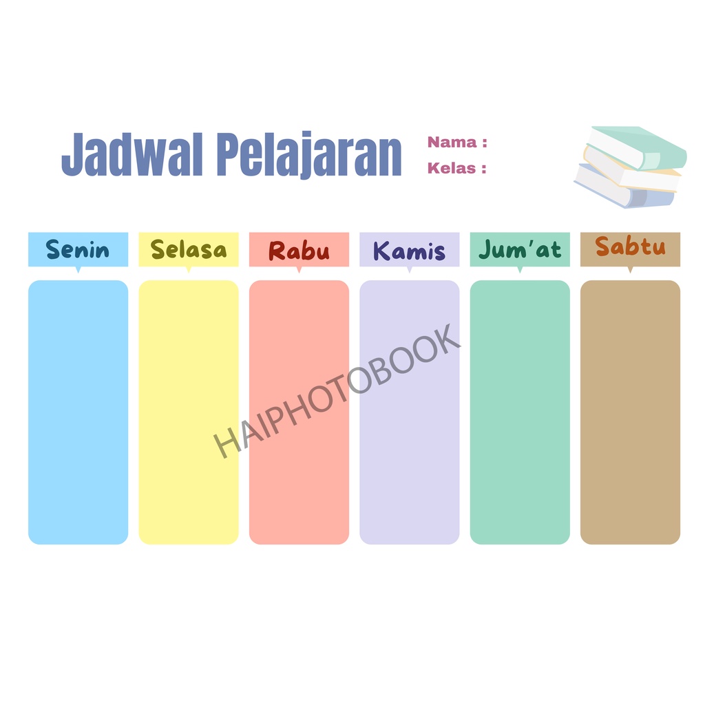 Jual JADWAL PELAJARAN ANAK / SCHOOL TIMETABLE / POSTER PELAJARAN / WiPE ...
