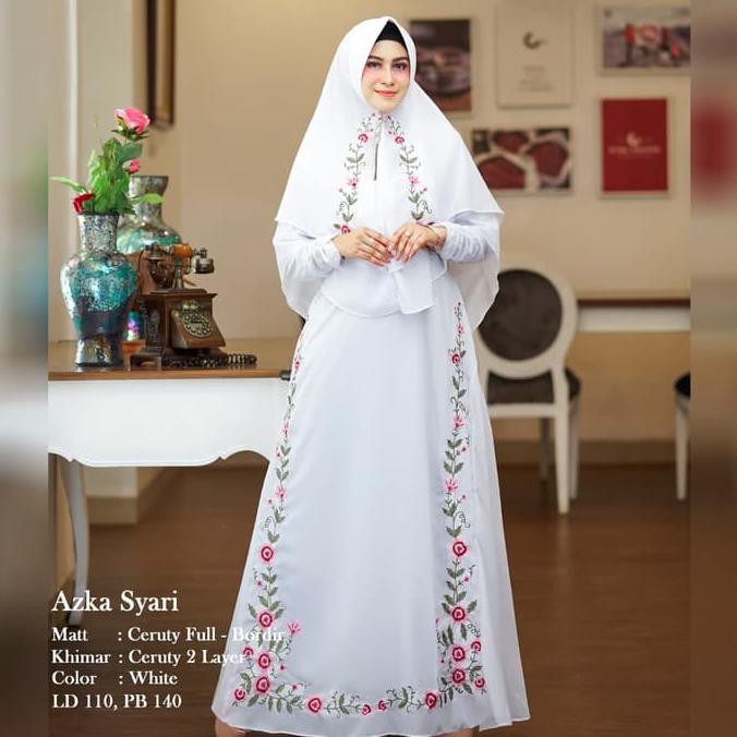 Jual GAMIS PREMIUM AZKA WHITE TERBARU SYARI BAJU MUSLIM EXCLUSIVE