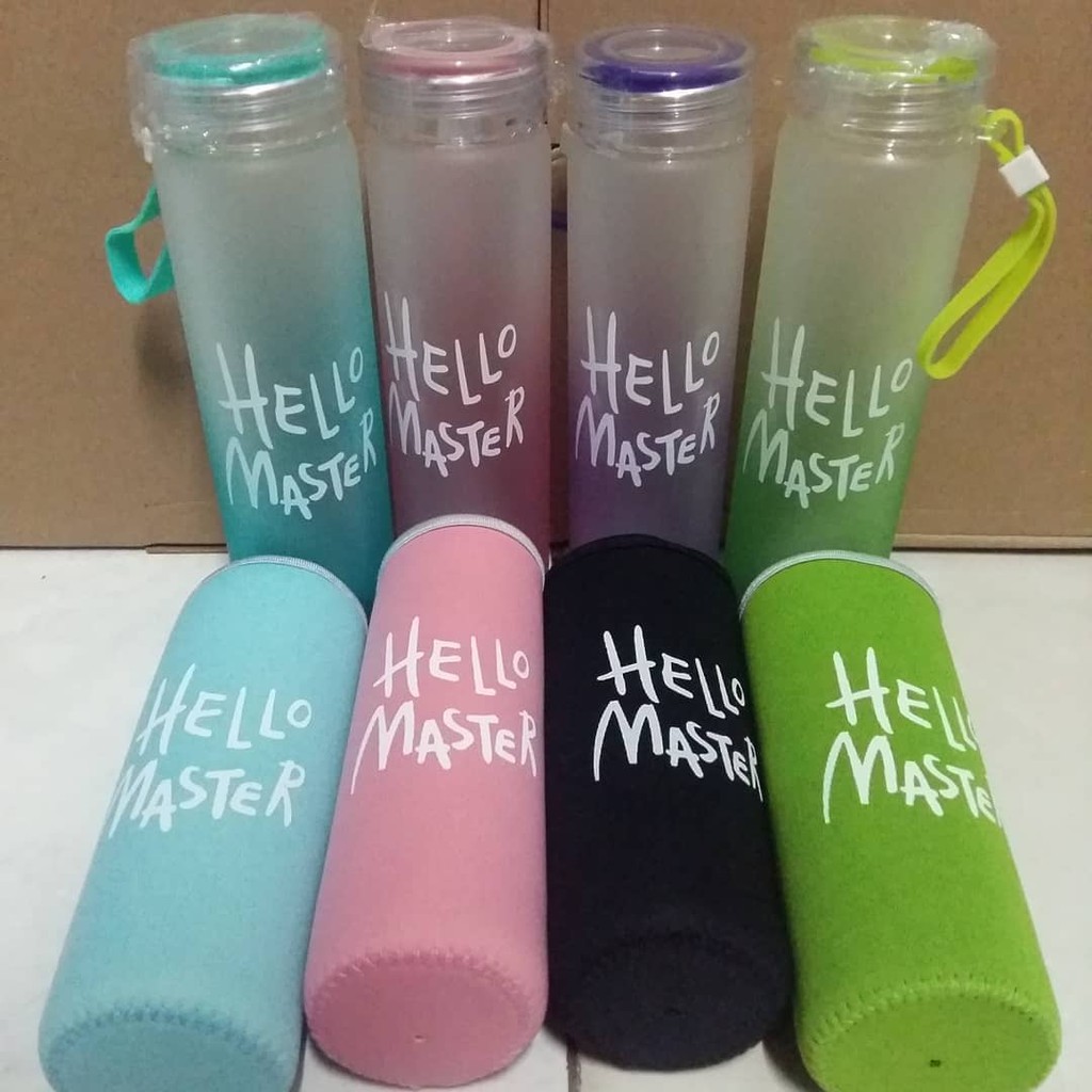 Jual BOTOL MINUM KACA - BOTOL MINUM HELLO MASTER + FREE POUCH B72 ...