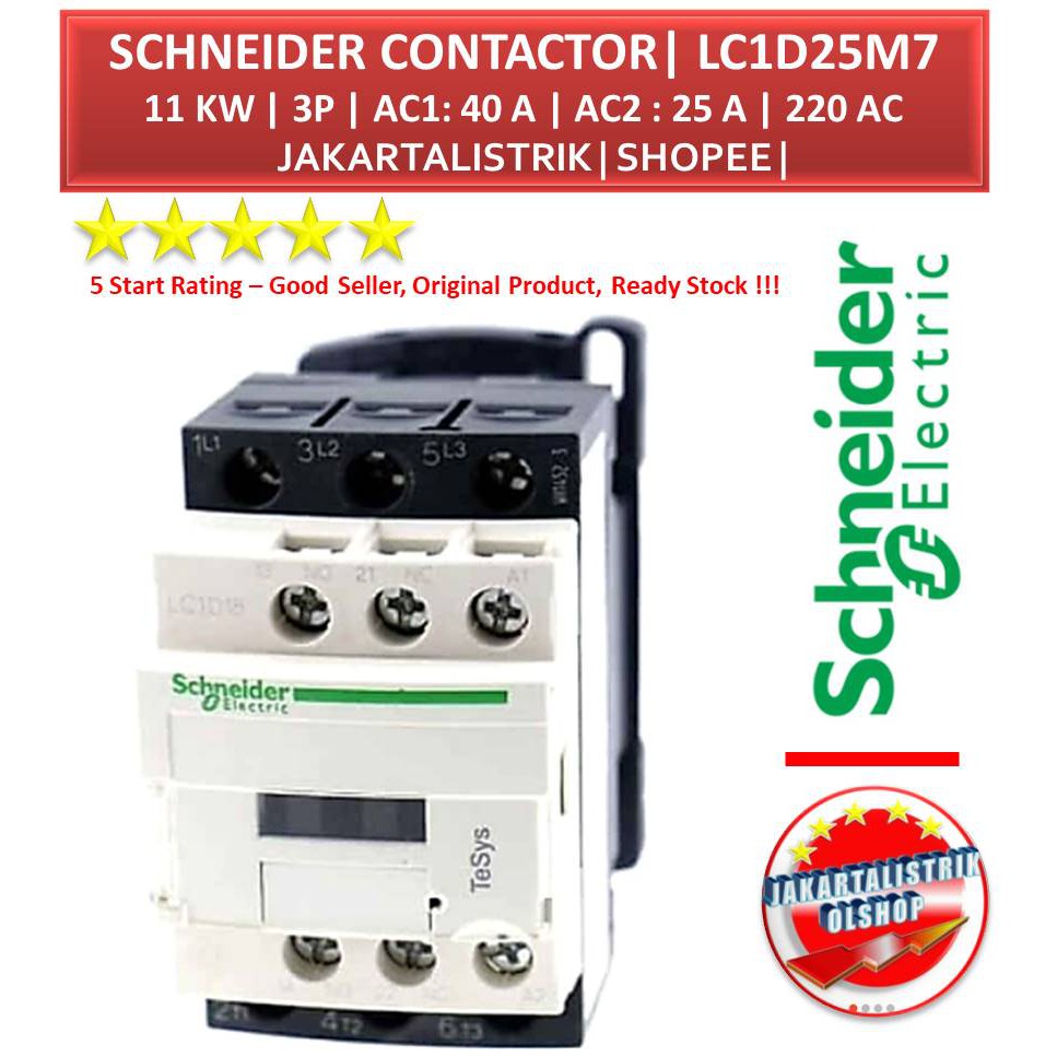 Jual KONTAKTOR CONTACTOR LC1D25 M7 M7C SCHNEIDER ELECTRIC 220V 220 V ...