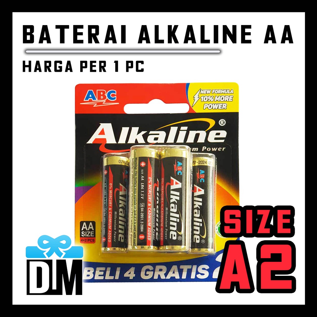 Jual Batu Baterai Batre Battery size Ukuran AA atau A2 merk Alkaline ...