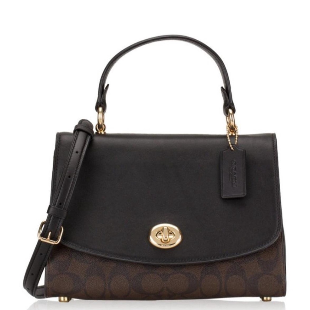 Jual Coach Tilly Top Handle Satchel In Signature Canvas Brown Black Original Authentic