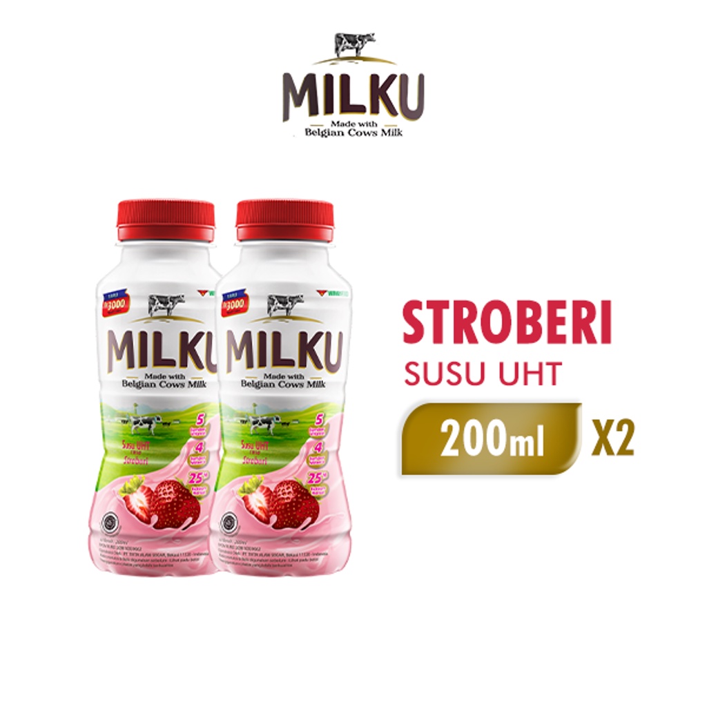 Jual Milku Susu UHT Stroberi 200 Ml X2 | Shopee Indonesia