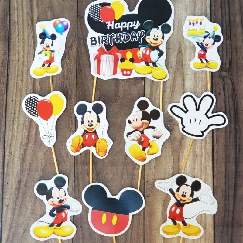 Jual Mickey Mouse Birthday Cake Topper 1 set isi 10 pc | Shopee Indonesia