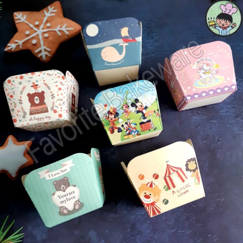 Jual Paper Cupcake Kertas Cup Cake Persegi Mini Muffin Square Mickey ...