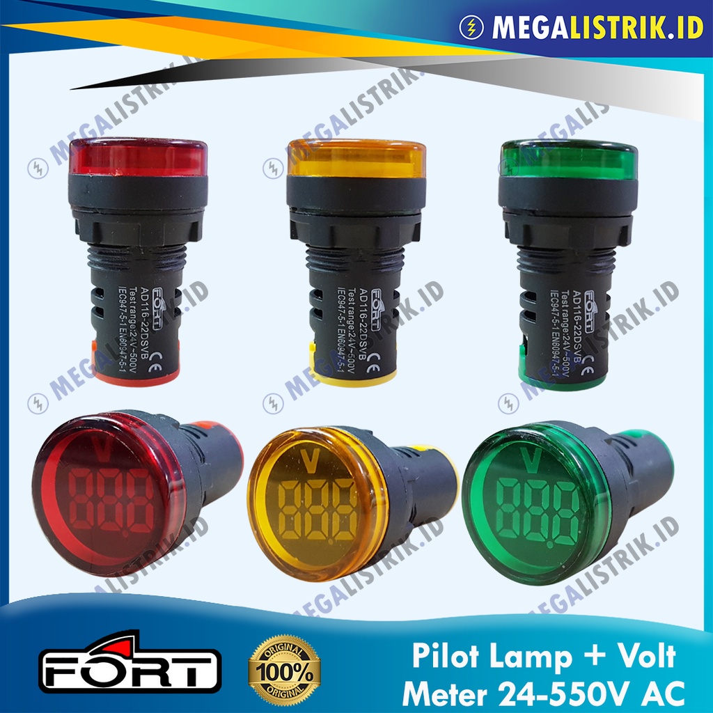 Jual FORT PILOT LAMP + VOLT METER / LAMPU KONTROL PANEL LED + INDIKATOR