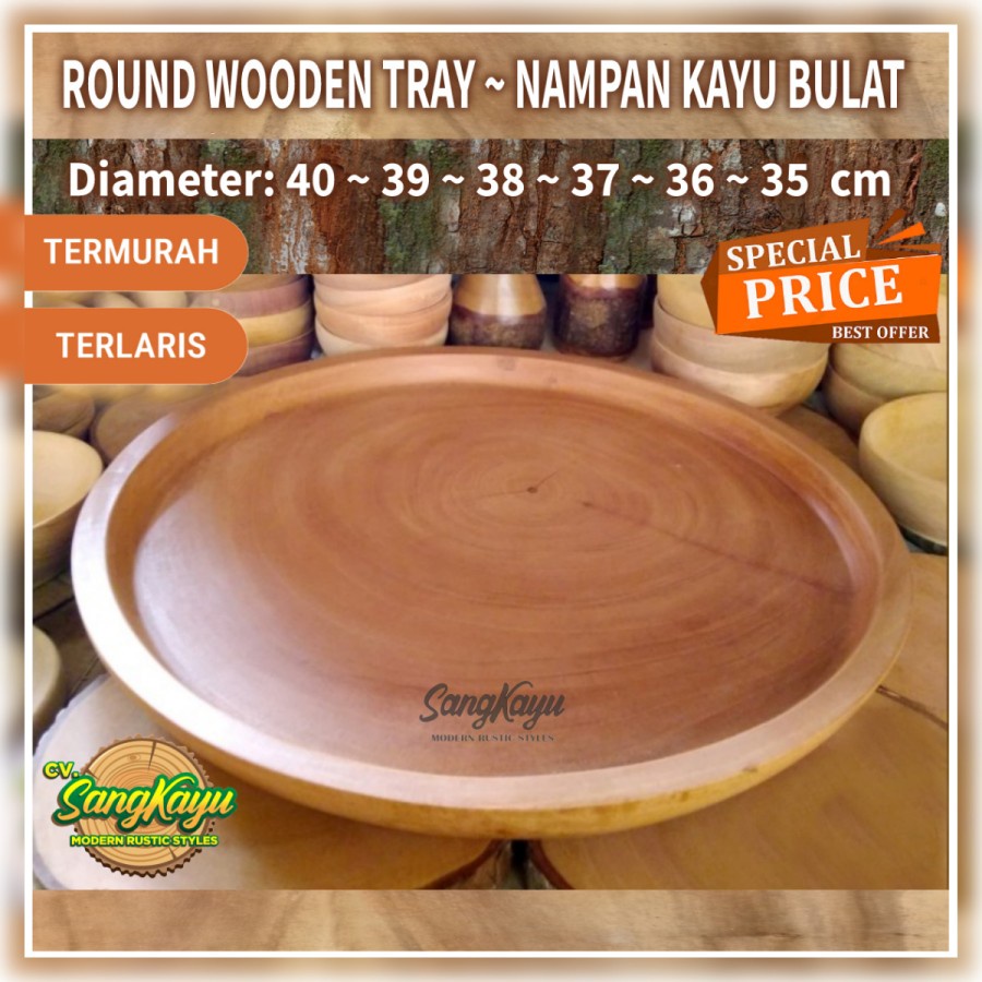 Jual SangKayu Wooden Tray D-40 Nampan Kayu Wooden Plate Piring Kayu ...