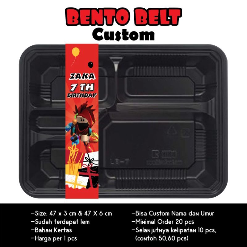 Jual BENTO BELT ROBLOX CUSTOM NAMA PAPER BELT HAMPERS UCAPAN NASI BOX