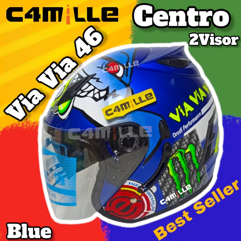 Jual HELM ARL MODEL CENTRO JP 10 MONSTER DEEP BLUE DOUBLE VISOR HALF FACE Shopee Indonesia