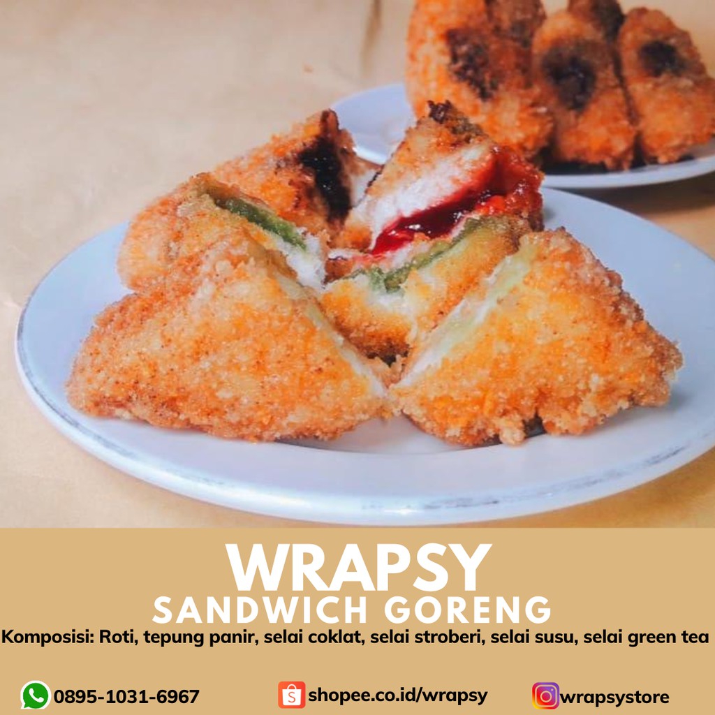 Jual Sandwich Coklat, Vanila, Stroberi, Green Tea, Keju Goreng Wrapsy ...