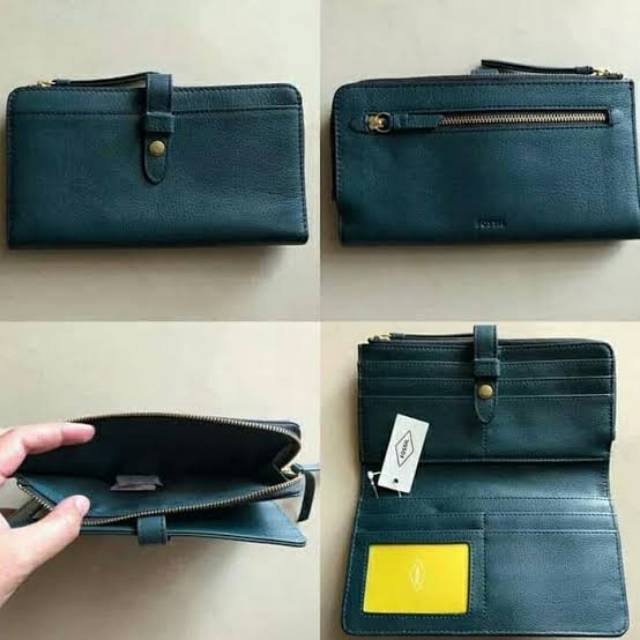 Dompet Fossil Fiona Clutch Wallet Indian Teal New Original