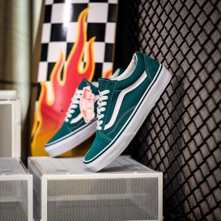 Jual Vans Old Skool Classic Ultramarine Green True White Shopee Indonesia