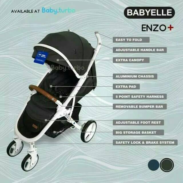 Jual STROLLER BABYELLE ENZO PLUS S708 DARK GREY Shopee Indonesia