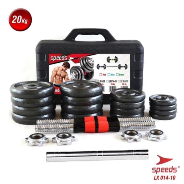 Jual Dumbell Barbel Set Max 15kg BLACK IRON Speeds 014-9 +Box ...