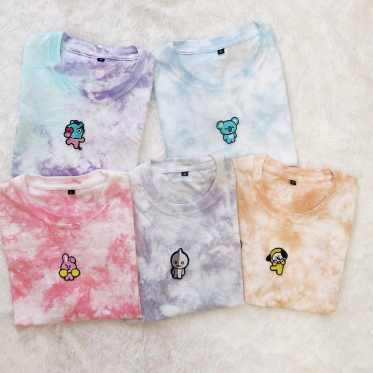 Jual CQ BT21 TIE DYE T-SHIRT LENGAN PENDEK/CROP/LENGAN PANJANG CIR