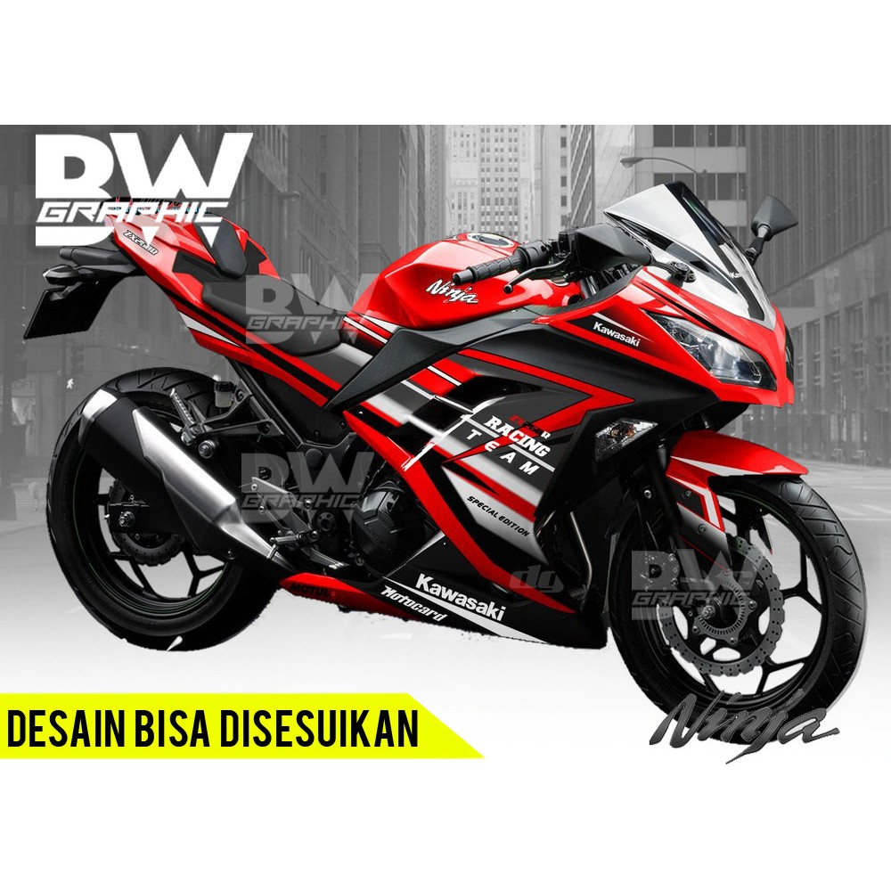 Jual Stiker Decal - Dekal sticker Ninja 250 fi Merah Racing Team hijau ...