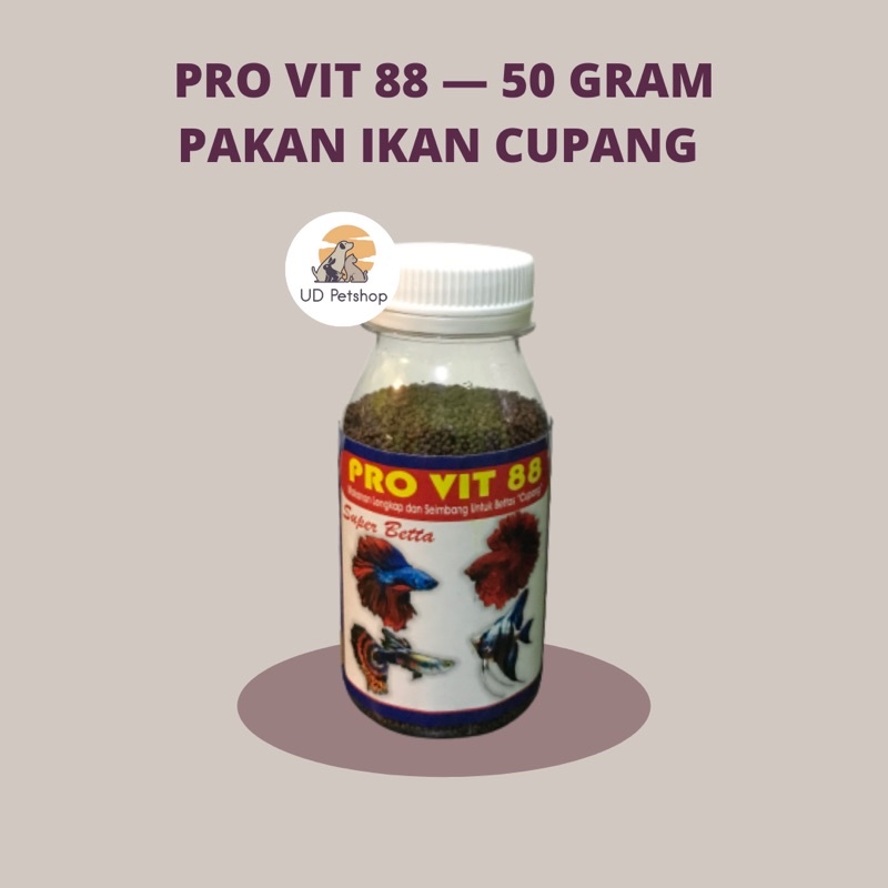 Jual Pro Vit 88 50gram Pakan Ikan Cupang Provit 88 - Pelet Pakan Ikan ...