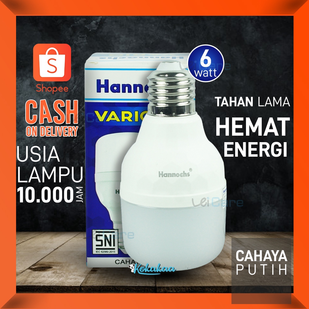 Jual Hannochs VARIO 6 Watt Lampu Bohlam Hemat Energi Cahaya Lampu Putih ...