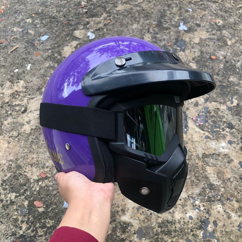 Jual Helm Retro Classic Set Goggle Mask | Shopee Indonesia