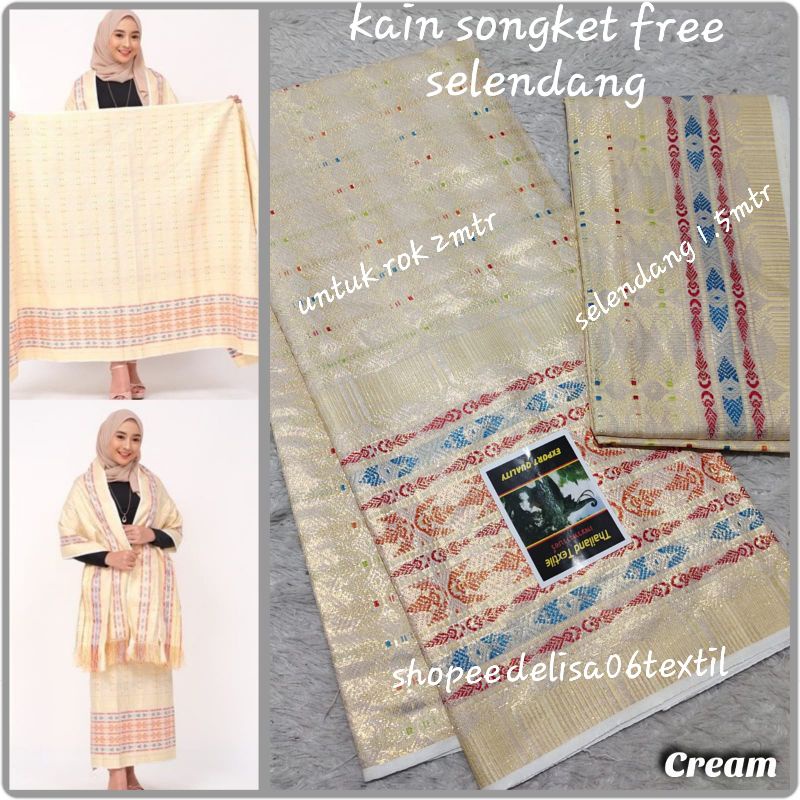 Jual (1set Kain Rok Dan Selendang.)kain Songket.kain Songket Palembang ...