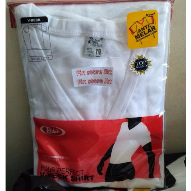 Jual kaos Oblong rider 222 V neck Putih | Shopee Indonesia