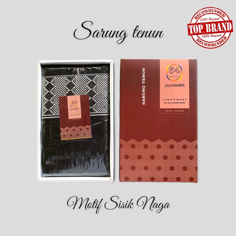 54 - Sarung tenun hitam polos motif sisik naga kemasan dus