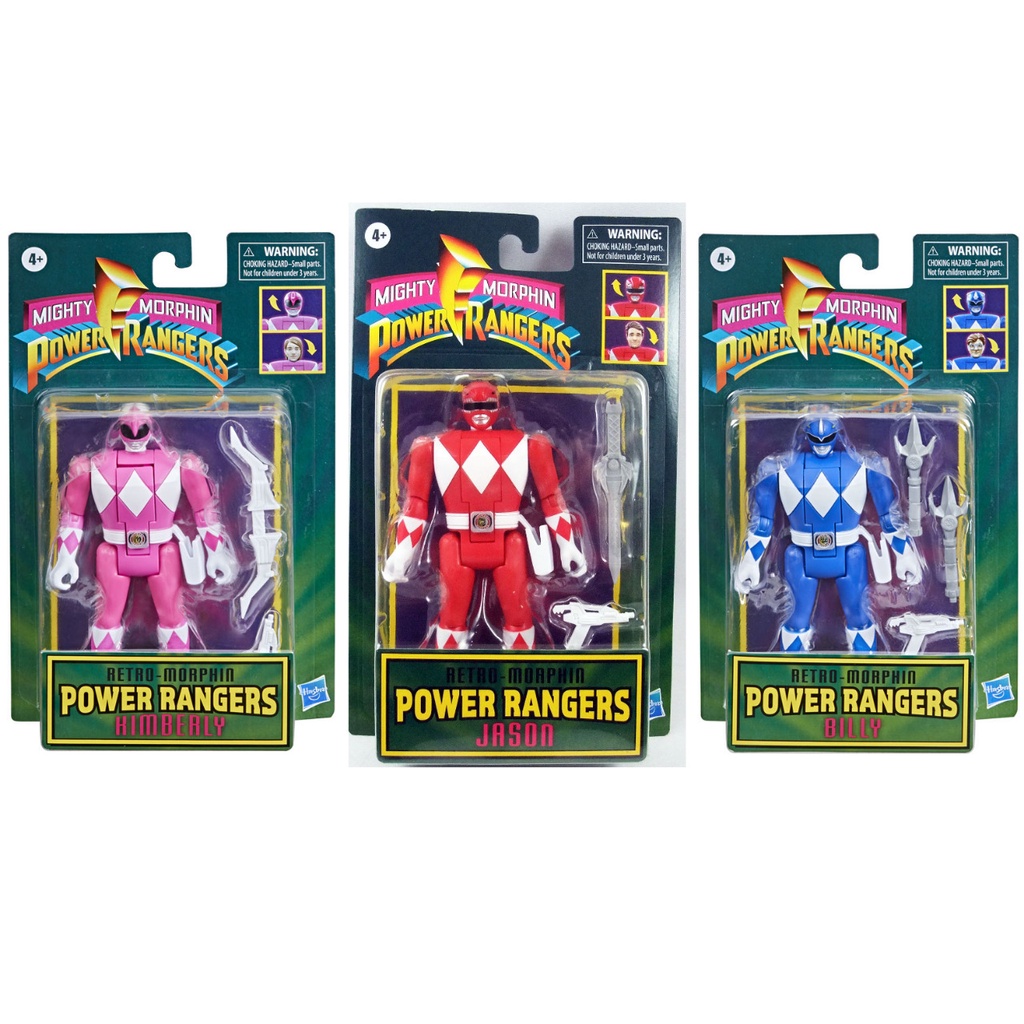 Jual Power Rangers Retro Mighty Morphin Red Blue Pink Ranger Action ...