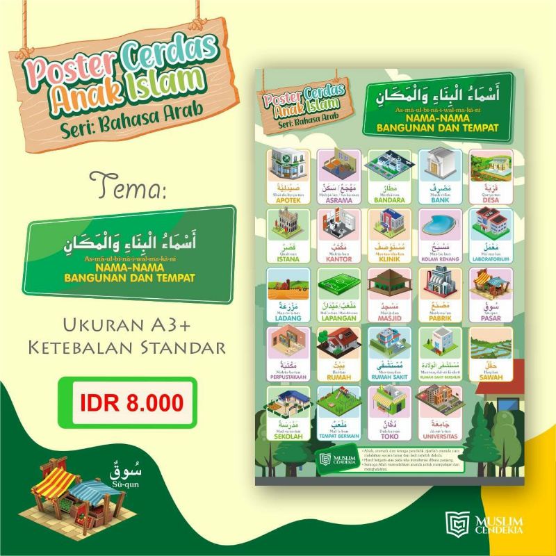 Jual Poster bahasa Arab tema alat sekolah alam dan bangunan | Shopee ...