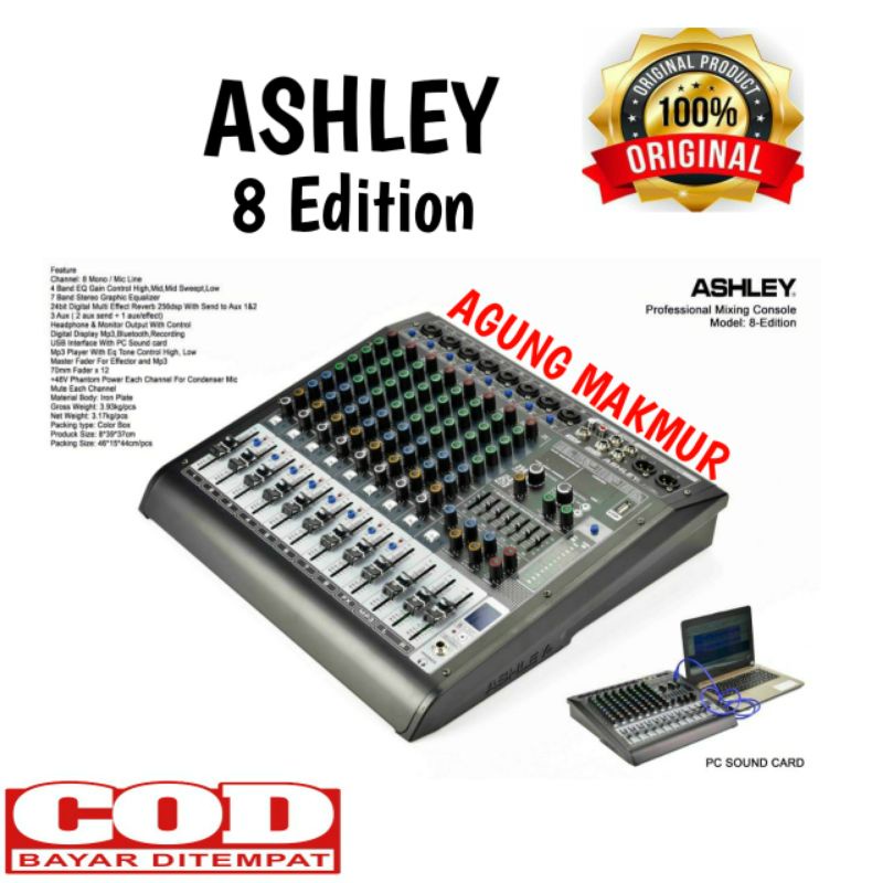Jual Mixer Ashley 8 Edition Original 8 Channel Bluetooth USB Interface Shopee Indonesia
