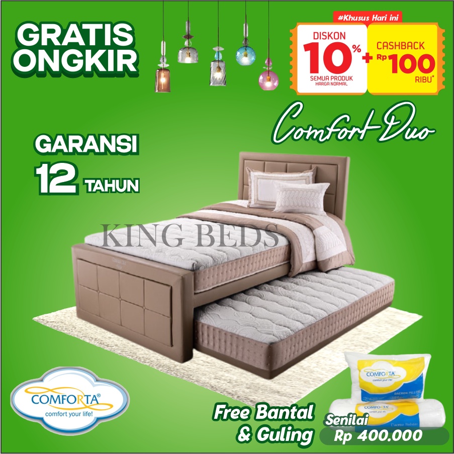 Jual Comforta Spring Bed Comfort Duo sorong 2in1 Full Set 120 / 100 ...